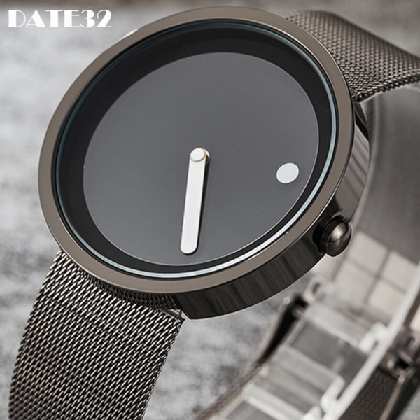 Minimalistisk unisex för män Kvinnor Par Enkel Stil Watch Dial Quartz Armbandsur Man Kvinna Unik pekklocka 10