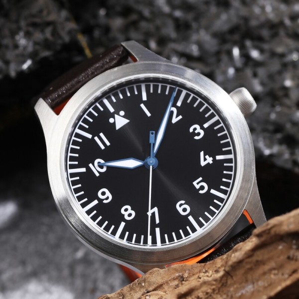 【Escapement Time】 VH31 Quartz Movement Pilot Watch med typ-B eller typ-A svart urtavla och 42 mm case vattentät 100M TYPE-A