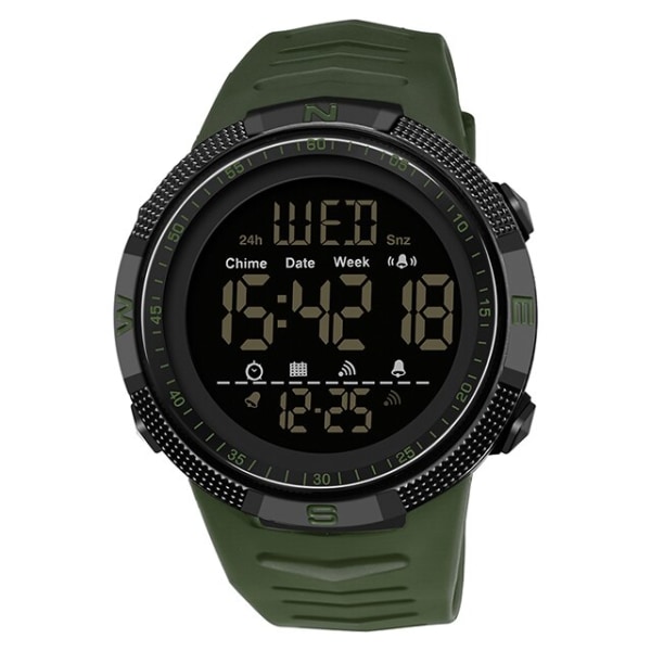 SANDA Fashion Military Herrklockor 50M Vattentät Watch för Man LED Elektroniska Armbandsur Relogio Masculino 6014 Armygreen
