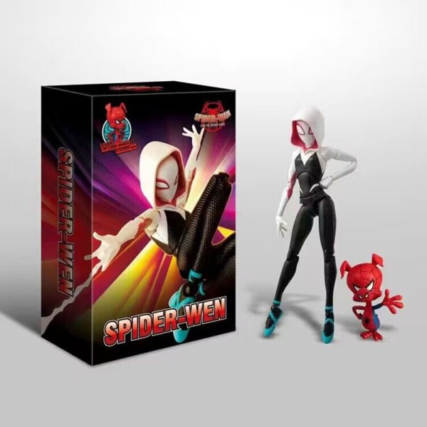 Marvel Spiderman Sh Figuart Spider Gwen Anime Actionfigur Stacy Miles Morales Figur Into The Spider-Verse Leksaker Modellpresenter with box B