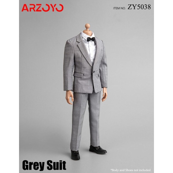 ZYTOYS ZY5038 1/6 Man Grå Kostym Set Modell Man Kläder Tillbehör Passform 12'' Action Figur Body för Hobby Collection B