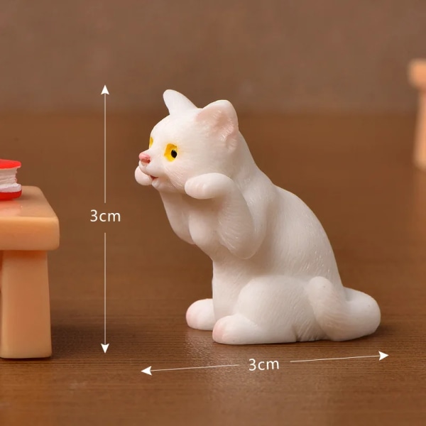 Kawaii kattfigur prydnad Trädgård Kattunge prydnad present till barnrum kontorsbord dekoration leksak miniatyr figurer