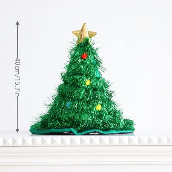 Non-woven Christmas Tree Hat Regn Silk Christmas Hat God Jul Heminredning Xmas Ornament Navidad Nytt År Festtillbehör green gold