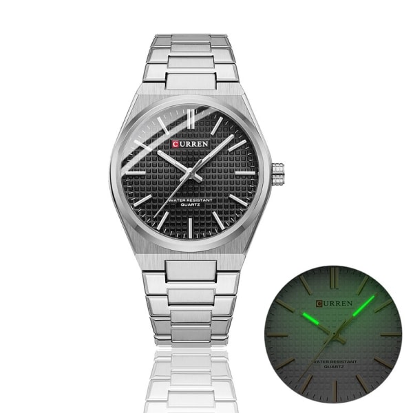 Mode Unik Quartz Armbandsur för män Watch i rostfritt stål Enkel självlysande klocka silver blue box