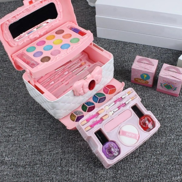 Kosmetisk leksak Prinsessleksak med äkta kosmetisk case Smink Set Set för småbarn Flickor Barn Födelsedagspresenter