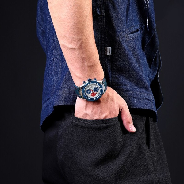 Lyx NAVIFORCE klockor för män Mode Läderrem Militär Vattentät Sport Kronograf Quartz Armbandsur Klocka med datum S W BE