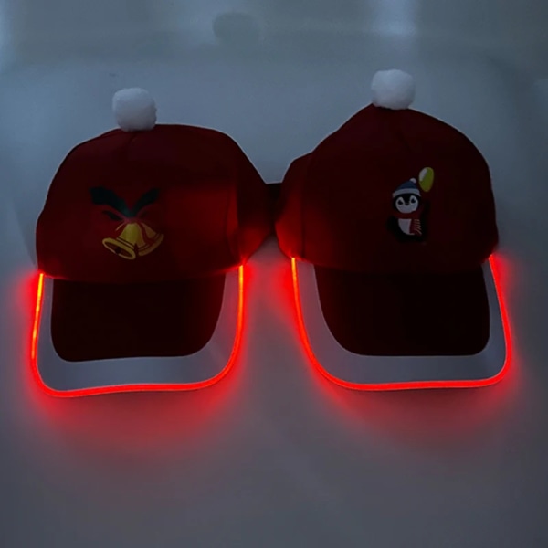 2023 Merry Christmas Party Tillbehör Dekor Snöflinga Ren Santa Claus Baseball Hat Glödande LED Röd Cool cap Christmas cap 05