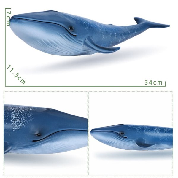 Stor storlek Mjukt gummi Sea Life Simulering Action Figur Djurmodell Leksaker för barn Barn Valfigurer Samling Utbildning Blue whale