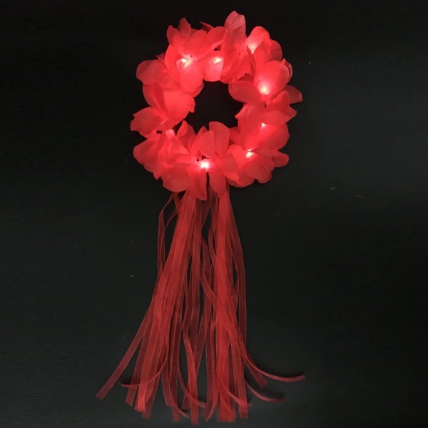 Light Up Glow LED Hawaii Hula Luau Flower Leis Garland halsband Krans lysande red  head wreath