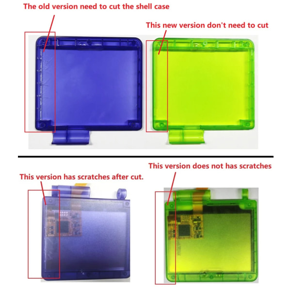 För GBA SP IPS LCD-kit Behöver inte skäras. Clear Dark purple