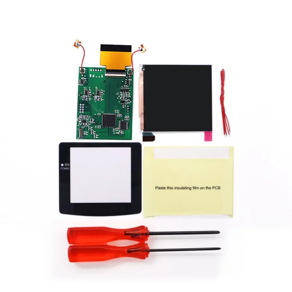 Super OSD RETRO PIXEL IPS Större LCD SCREEN KIT Bakgrundsbelysning Ljusstyrka Touchsensor För GameBoy Färg För GBC Q5 IPS LCD Kit F Clear white