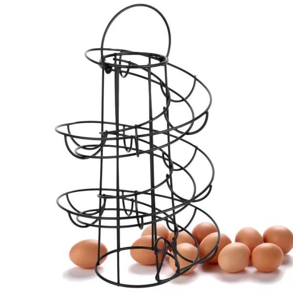 Modernt metallställ för äggskydd 24 ägg Köksbänk Äggorganisator Hylla Hem Köksmaterial Spiralförvaring Rullställ B khaki 30x11x6.5cm