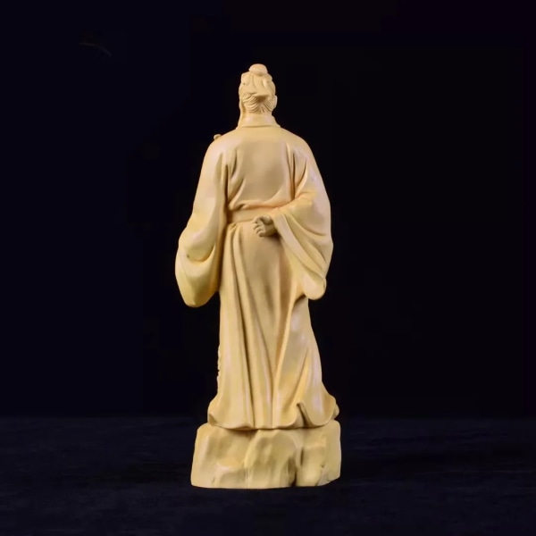 massivt trä Tre rikens period Läkare Staty av Hua Tuo staty träsnideri karaktär prydnad Heminredning Tillbehör 18cm