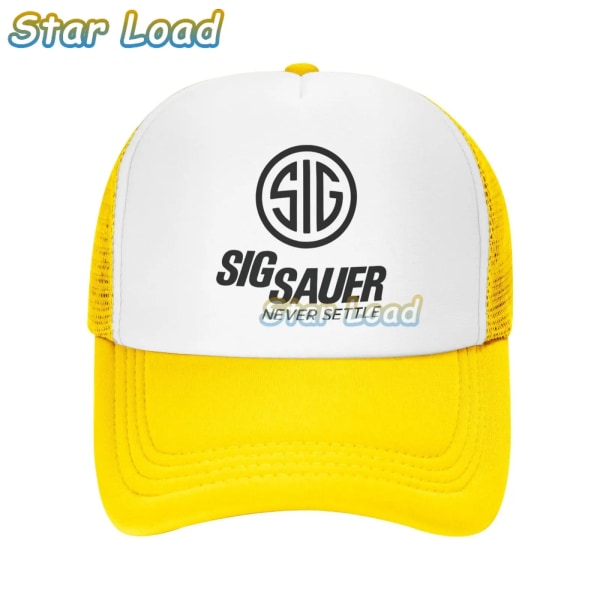 Sig Sauer Firearms Never Settle Logo Retro Klassisk Gevär Pistol Vapen Jakt Cap-44