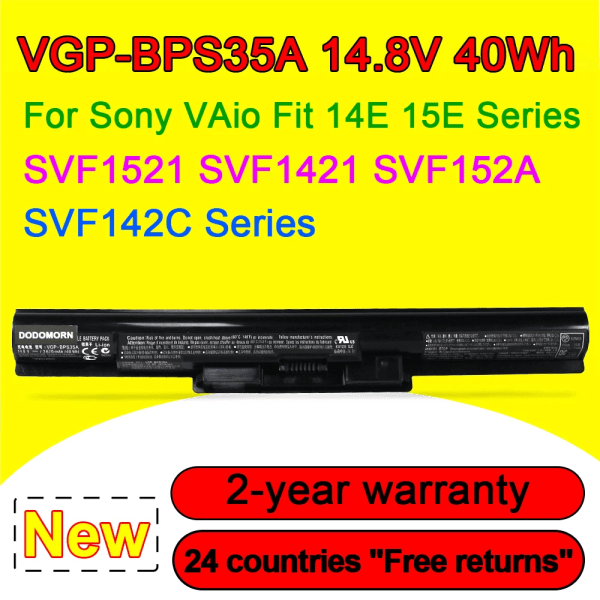Laptopbatteri VGP-BPS35A För Sony Vaio Fit 14E 15E SVF1521A2E SVF15217SC SVF15218SC SVF14215SC SVF152A25T BPS35A 14,8V 40Wh 2670mAh
