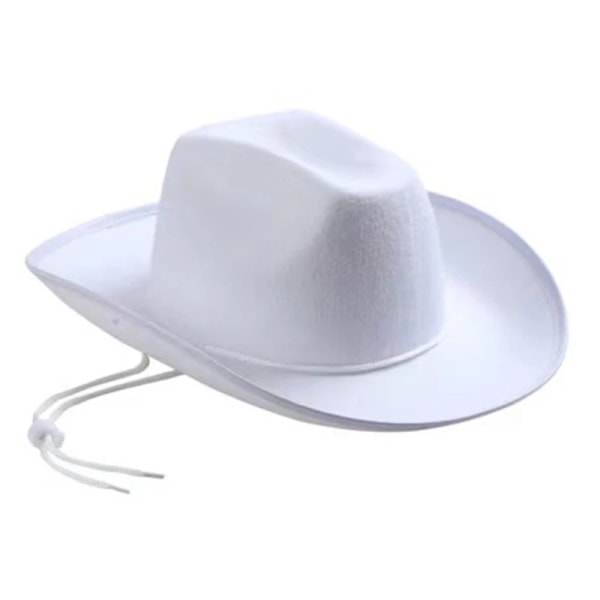 Smutssäkra solid färg Fedora hattar för kvinnor män tjocka tyg Cowboy Casual hattar White