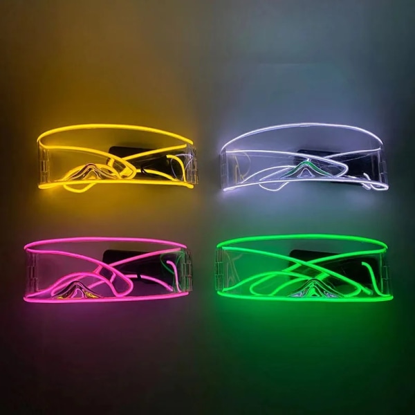 Disco LED Lysande Glasögon LED Glasögon EL Wire Neon Light Up Visir Glasögon Bar Transparent-green