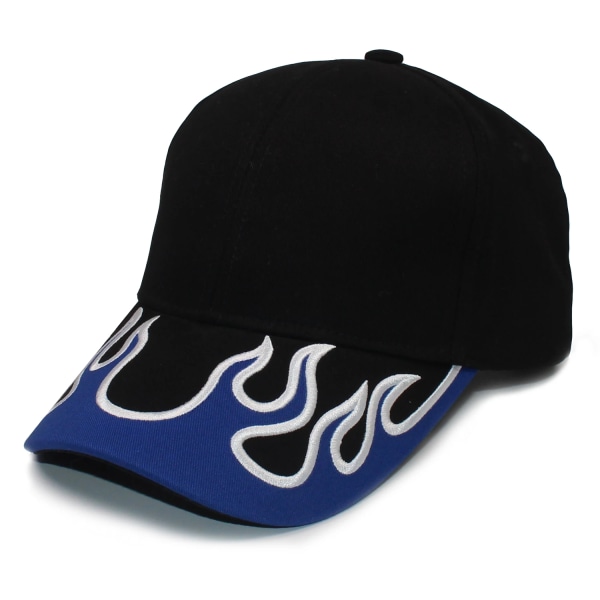 Flame Design Visir Sport Cap Dad Hat 6 Panel Sport Racing Strukturerad Baseball Blue