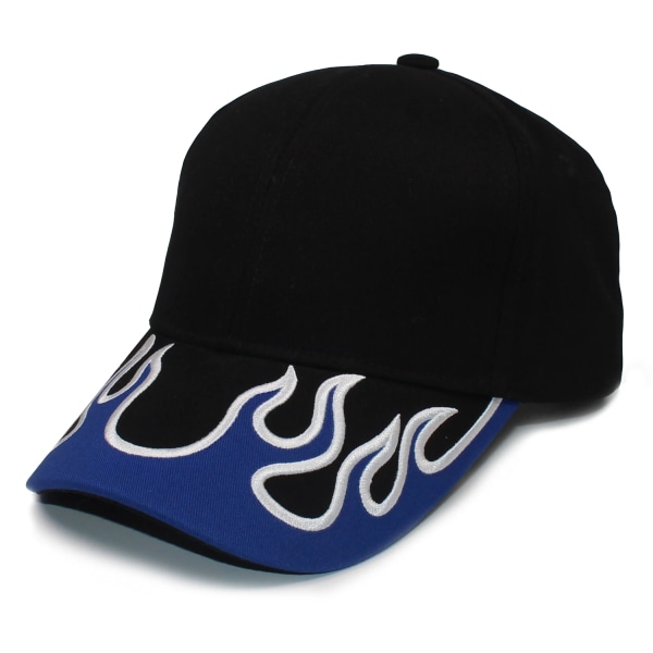 Flame Design Visor Sportkeps Dad Hat 6-Panel Sport Racing Strukturerad Baseboll Blue