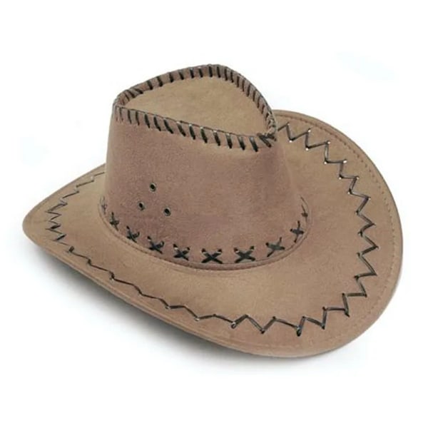 Cowboy Hat Mocka Look Vilda Västern Fancy Dress Herr Dam Cowgirl Unisex Hat Hot Khaki