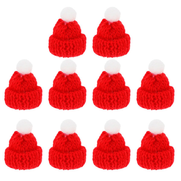 Julmössor Minihatt Santa Diydoll Hantverk Liten cap Stickad Liten flaska Stickad Xmas Cover Dekor Clausfavors Röd Rosy