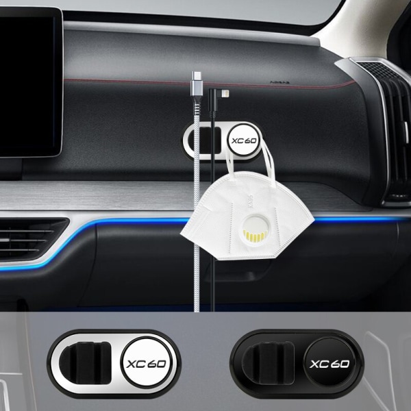 Automatisk fixeringsåterställning för Volvo XC60, fordonskrokar, USB kabel, förvaring, utvärdering, nyckelring, biltillbehör silver 1pcs