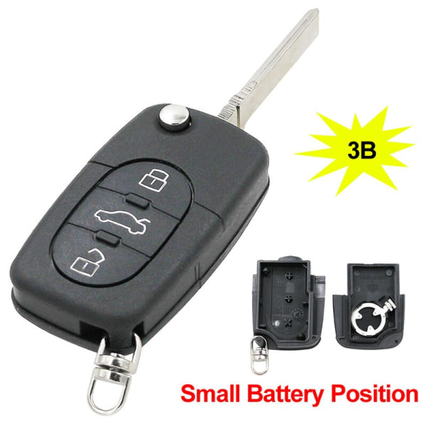 Avstånd bilnyckelskal 2/2 + 1/3/3 + 1 knapp, för Audi A2, A3, A4, Horizon, A8, TT, CR2032, CR1620, stort/litet batteri 3B Small