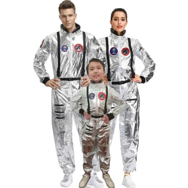 Halloween Vuxna Barn Astronautkostym Silver Spaceman Män Kvinnor Rymddräkt Halloween Familjefest Klä upp Födelsedagspresent man M