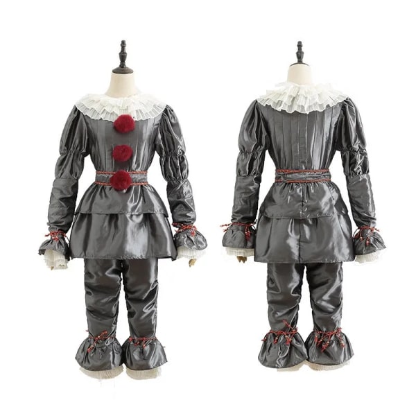 Clown tillbaka till själen Stephen King cosplay kostym Penny Wise Halloween kostym clown kostym män och kvinnor barn Light gray costume 40 (25cm)