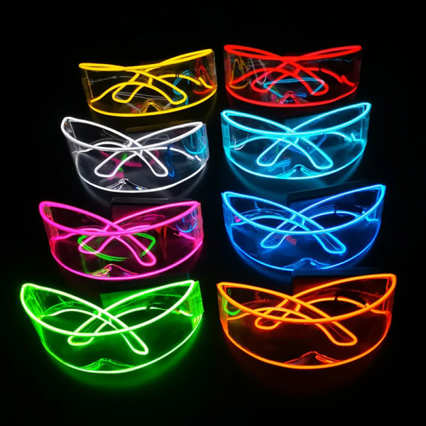 Disco LED Lysande Glasögon LED Glasögon EL Wire Neon Light Up Visir Glasögon Bar Transparent-white