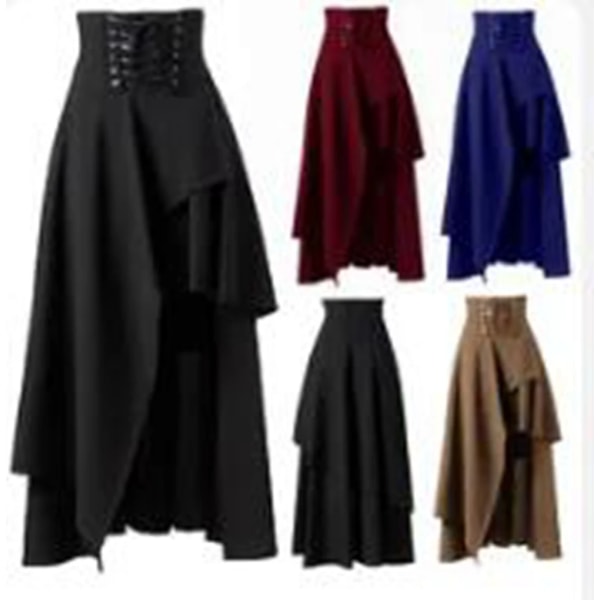 Viktoriansk burleskkjol Gotisk Steampunk-korsettdräkt Punk svarta bustle-kjolar B1 M
