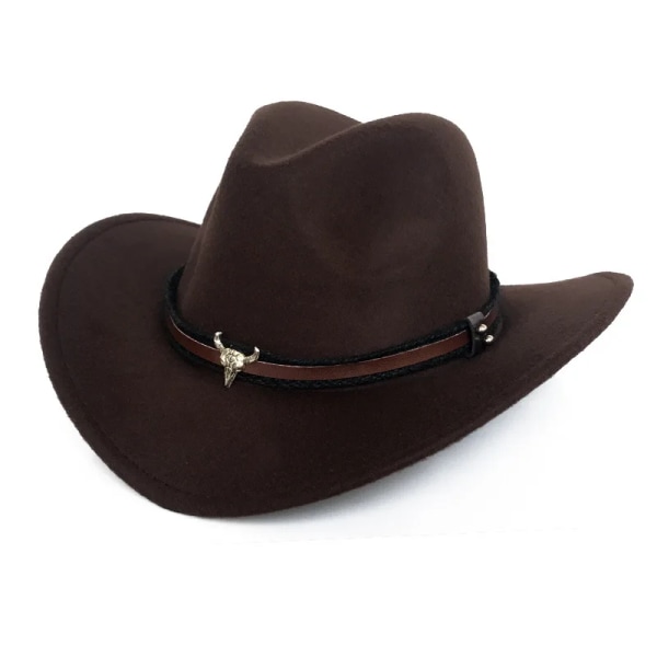 Western Cowboyhatt för män Dam för män Rolled Edge Cowgirl Fedora-hatt med Fedora-hatt i läder Toca Toca Knight-hatt Type 35