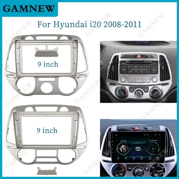 9 tums bilfascia-ram för Hyundai i20 2008-2011 Android stor skärm radiopanel monteringssats MT Frame