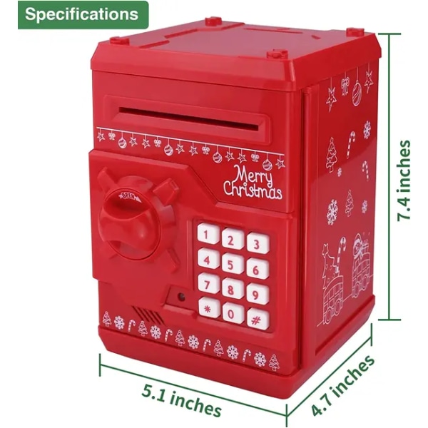 Maskin Julklapp för barn Barn Elektronisk Spargris ATM Mini Sparkasse Säkerhet Lösenord Tugga Mynt Kontantinsättning Red