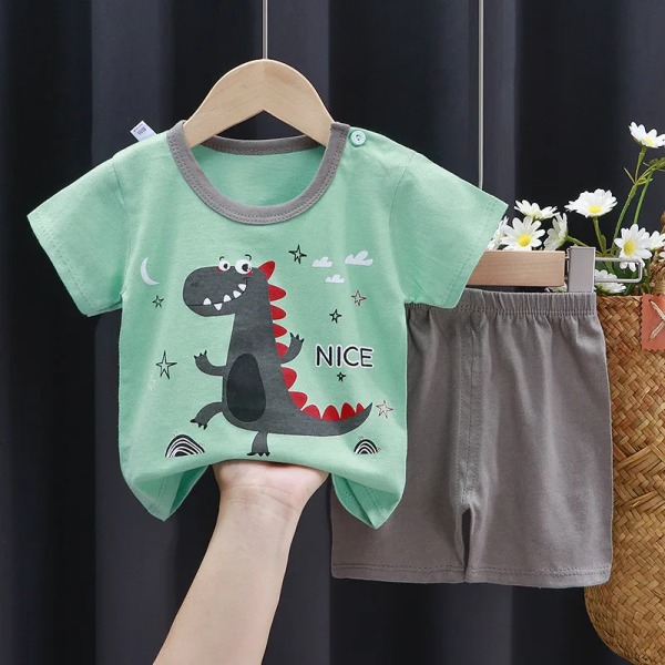 Märke Bomull Baby Fritidssport Pojke T-shirt + shorts Set Toddler Baby 14 6 to 1y 80