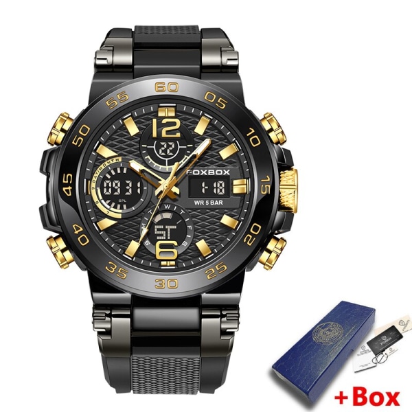 Nya LIGE militärklockor för män Lyx Sport Kronograf Alarm Armbandsur ? Vattentät Quartz Big Clock Digital Man Watch Silver  black
