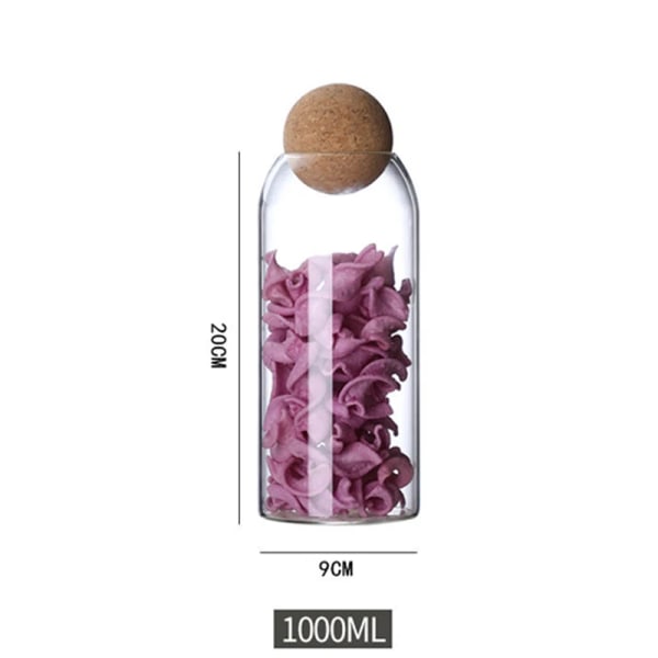 1300 ml hög borosilikat genomskinligt glas förseglad tank rund förvaringstank spannmålslagringstank Kreativt köksförvaringsverktyg 1000ml