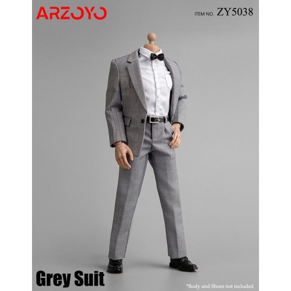 ZYTOYS ZY5038 1/6 Man Grå Kostym Set Modell Man Kläder Tillbehör Passform 12'' Action Figur Body för Hobby Collection C