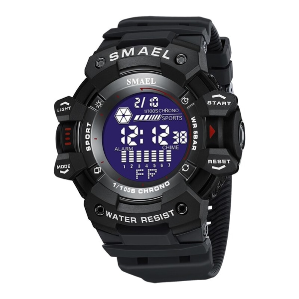 2023 Herrklockor Lyx Man Watch SMAEL 8050 Vattentät Big Dial Mode LED-bakgrundsbelysning Sport Digital watch för män Black Style 1WT