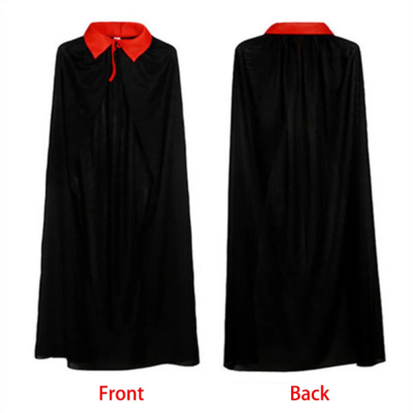 Barn Vuxen Vampyrkappa Kap Röd Svart Dubbelsidig Klädd Huvkappa Halloween Party Cosplay Kostym Män Dam Kläder Red Collar Black 80cm