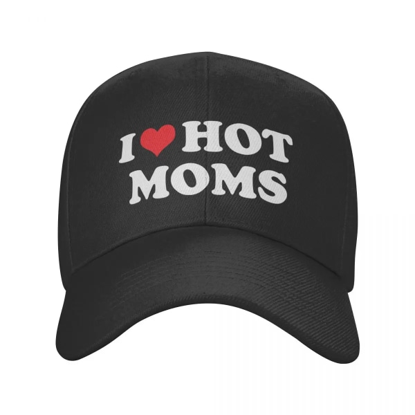 Klassisk "I Love Moms" Basebollkeps för Män och Kvinnor - Personanpassad, Justerbar, Vuxen, Pappa Dark Grey