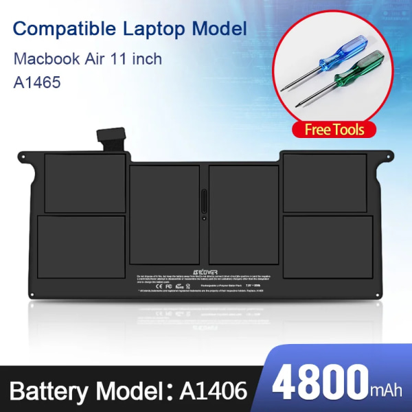 Laptop Batteri SKOWER För Apple Macbook Air 11 13 tum A1466 A1370 A1369 A1465 Ersättning A1375 A1406 A1405 A1377 Batterier Air-A1465