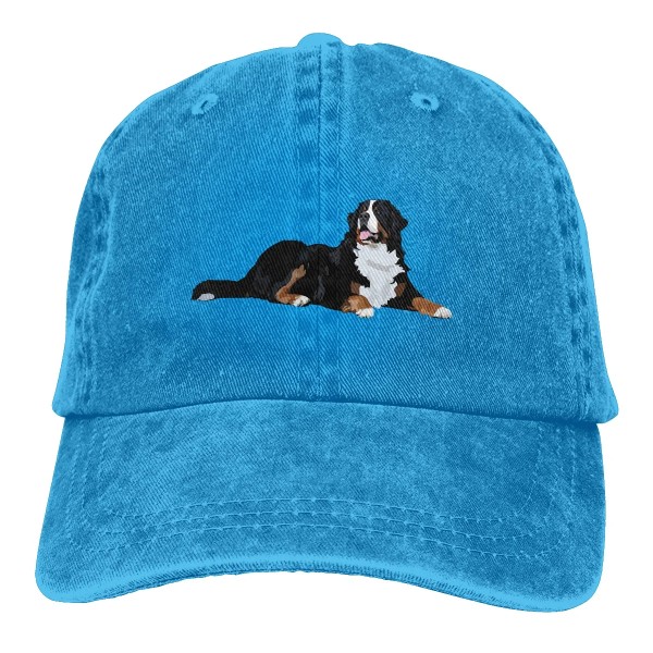 Bernese Mountain Dog Print Mönster Hat Justerbar Cowboy Cotton Baseball Blue