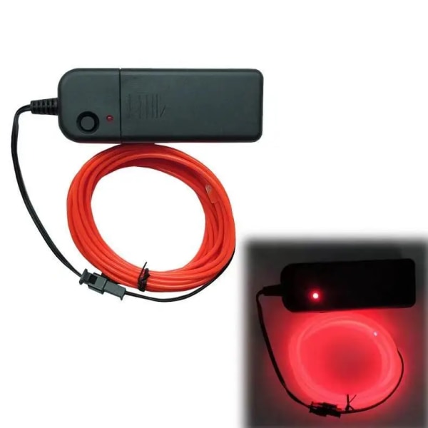 Glow EL Wire Kabel LED Neon Party Gör-det-själv Dräktkläder Självlysande Billjus Rave 2m/3m/5m-röd red 2m length