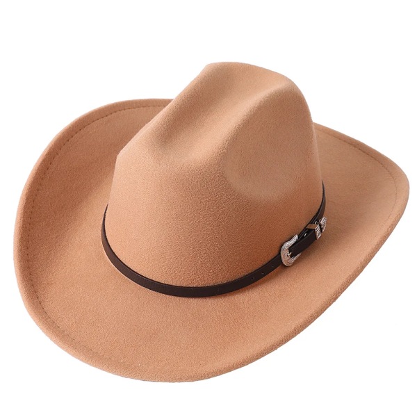 Western Cowboyhatt för damer dam för herr Dam Vinter Höst Jazz Cowgirl Cloche Sombrero Kepsar Camel