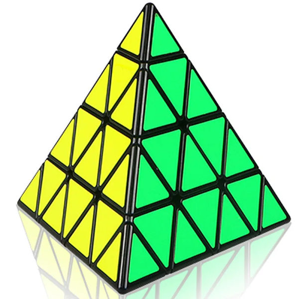 Fyra steg Pyramid Magic Cube Enfärgad 4 i 4x4x4 för att jämna pedagogisk leksak Presentidé Pussel utbildningsleksaker för barn Black