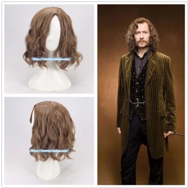 Sirius Brown Curly Wig Cosplay peruk Halloween Rollspel Sirius Black Hair Costumes+Wig Cap as the picture