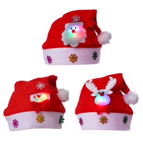Jul Led Hat Nyår Söta Barn Vuxna Cap Navidad Barn Flicka Hatt Nyår Kostym Jultomten Jul Vinter Presentdekor Christmas hat 4