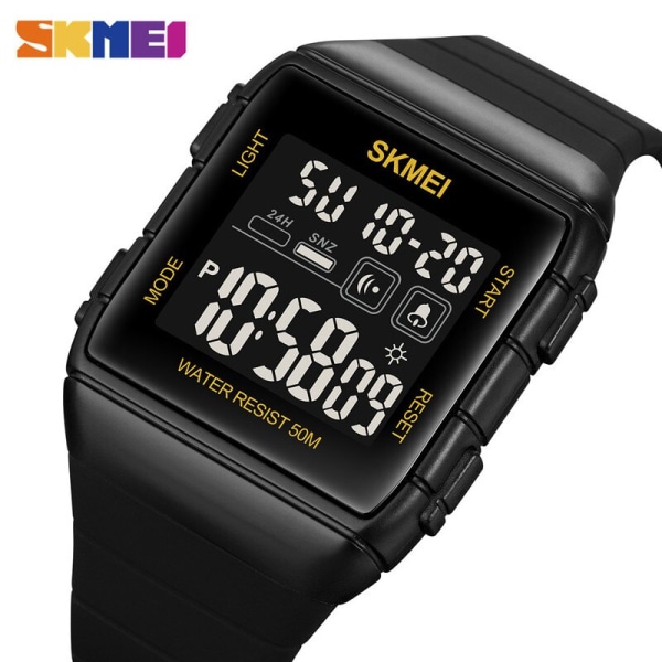 SKMEI 1960 Herr Sportklockor Mode Militär Countdown Vattentät Armbandsur Män Ljus Kalender Countdown Clock reloj hombre Black white strap