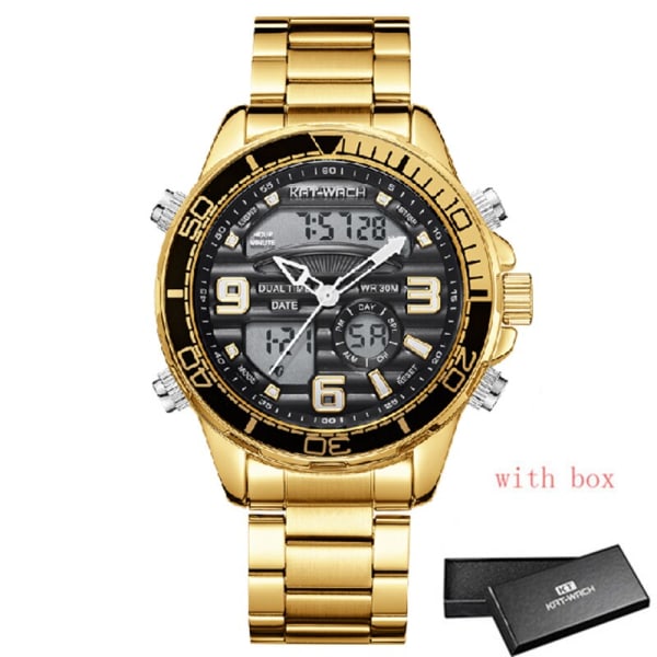 Mode Sport Militär Guld Kvarts Armbandsur Man 2023 Toppmärke Lyx Kronograf Armbandsur För Herr Klocka Armbandsur gold with box 1